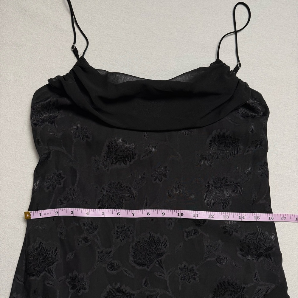 Urban Outfitters Tierra Chiffon Cowl Neck Asymmetrical Midi Black Dress Y2K M - Picture 7 of 15